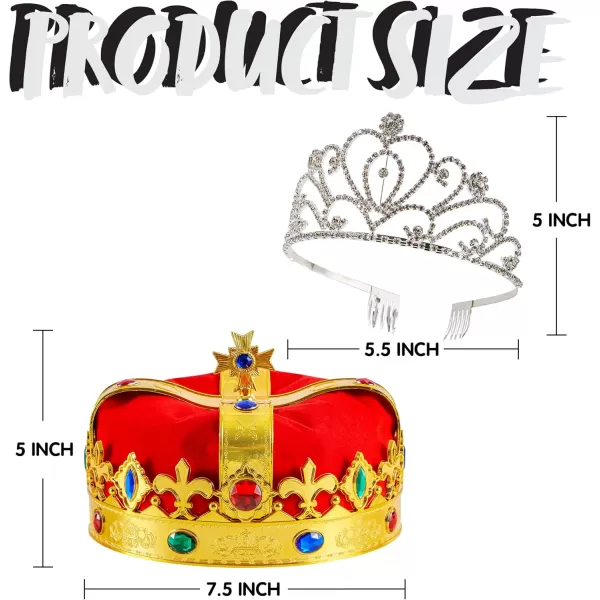 JOYIN 2 Pack Royal Crowns Kings and Queens Crowns Crowns for Kids and Audults Halloween Party Costume Accessories