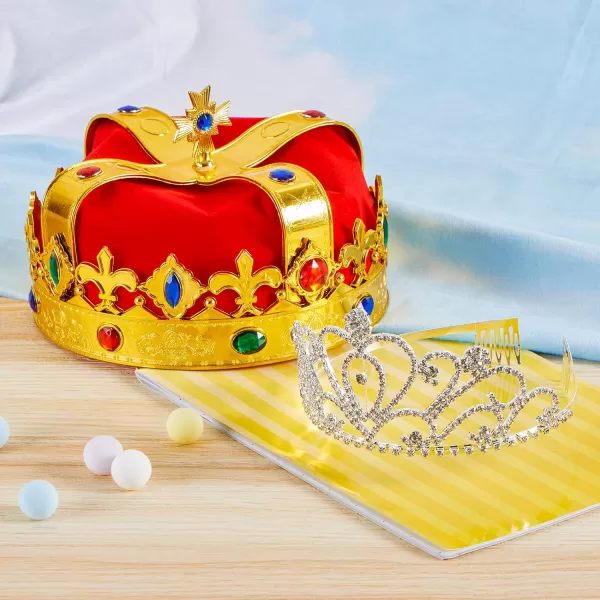JOYIN 2 Pack Royal Crowns Kings and Queens Crowns Crowns for Kids and Audults Halloween Party Costume Accessories