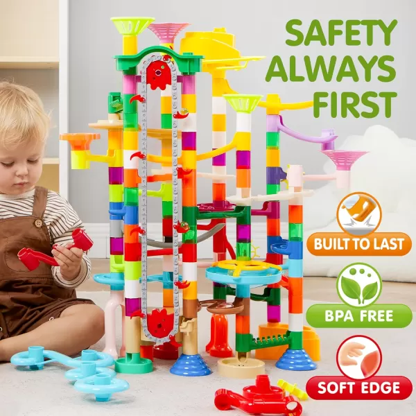 JOYIN 236Pcs Glowing Marble Run with Motorized Elevator Construction Building Blocks Toys with 30 Glow in The Dark Plastic Marbles STEM Gifts for Boys and Girls