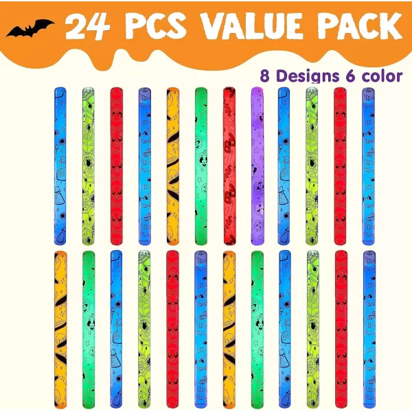 JOYIN 24 Pcs Halloween Glow Stick Hanging Wands in 8 Different Pattern Designs and 6 Colors for Halloween Party Favors Halloween Party Supplies Glow in the Dark Halloween Goodie Bag Fillers
