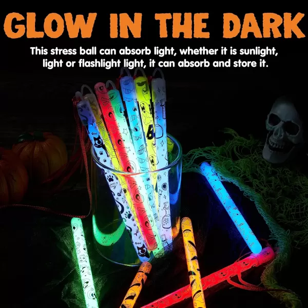 JOYIN 24 Pcs Halloween Glow Stick Hanging Wands in 8 Different Pattern Designs and 6 Colors for Halloween Party Favors Halloween Party Supplies Glow in the Dark Halloween Goodie Bag Fillers