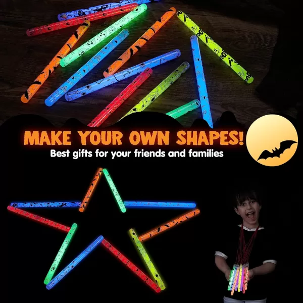 JOYIN 24 Pcs Halloween Glow Stick Hanging Wands in 8 Different Pattern Designs and 6 Colors for Halloween Party Favors Halloween Party Supplies Glow in the Dark Halloween Goodie Bag Fillers