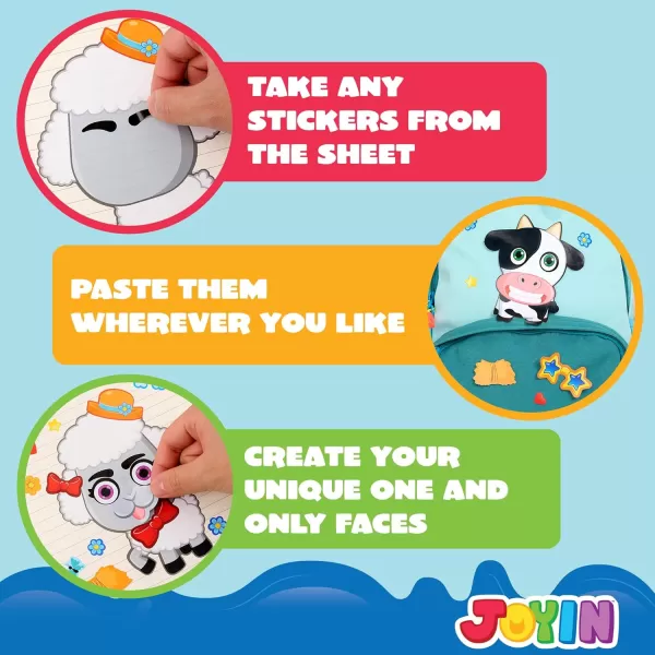 JOYIN 24PCS 9quotx6quot Make a face Stickers for Kids Make Your Own Stickers Mix and Match Stickers with Safaris Sea Farm and Dinosaur Animals Party Favors Kids Crafts Goodie Bags Stuffers for KidsFarm Animals