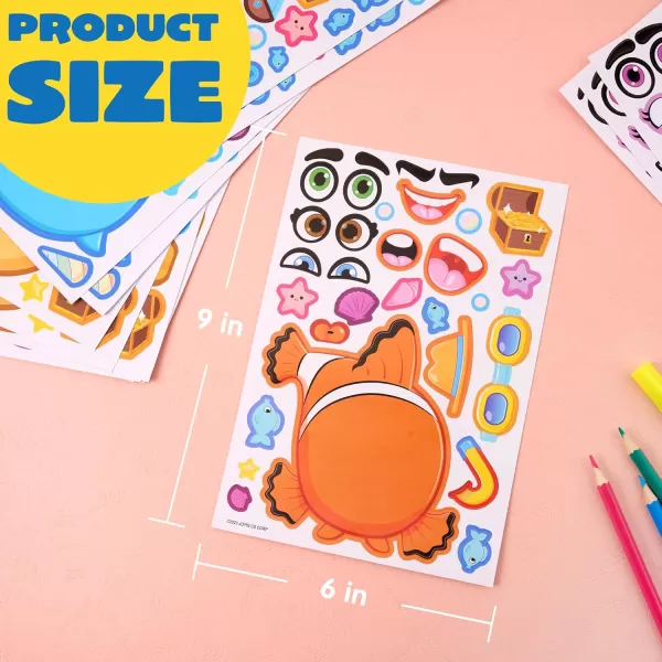 JOYIN 24PCS 9quotx6quot Make a face Stickers for Kids Make Your Own Stickers Mix and Match Stickers with Safaris Sea Farm and Dinosaur Animals Party Favors Kids Crafts Goodie Bags Stuffers for KidsSea Animals