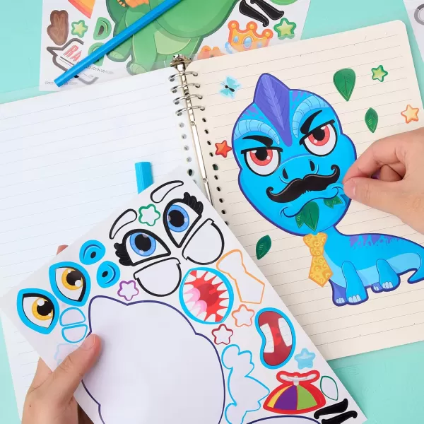 JOYIN 24PCS 9quotx6quot Make a face Stickers for Kids Make Your Own Stickers Mix and Match Stickers with Safaris Sea Farm and Dinosaur Animals Party Favors Kids Crafts Goodie Bags Stuffers for KidsDinosaur Animals