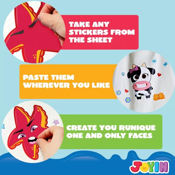 JOYIN 24PCS 9quotx6quot Make a face Stickers for Kids Make Your Own Stickers Mix and Match Stickers with Safaris Sea Farm and Dinosaur Animals Party Favors Kids Crafts Goodie Bags Stuffers for KidsMixed Animals