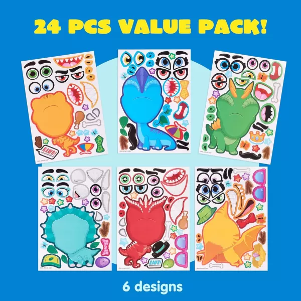 JOYIN 24PCS 9quotx6quot Make a face Stickers for Kids Make Your Own Stickers Mix and Match Stickers with Safaris Sea Farm and Dinosaur Animals Party Favors Kids Crafts Goodie Bags Stuffers for KidsDinosaur Animals