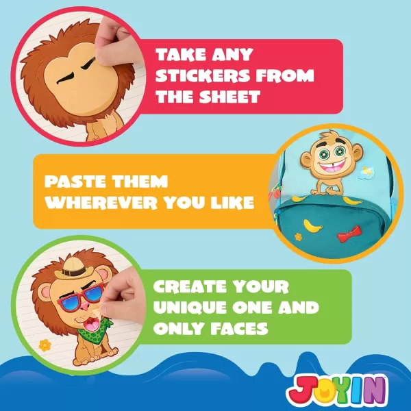 JOYIN 24PCS 9quotx6quot Make a face Stickers for Kids Make Your Own Stickers Mix and Match Stickers with Safaris Sea Farm and Dinosaur Animals Party Favors Kids Crafts Goodie Bags Stuffers for KidsSafaris Animals