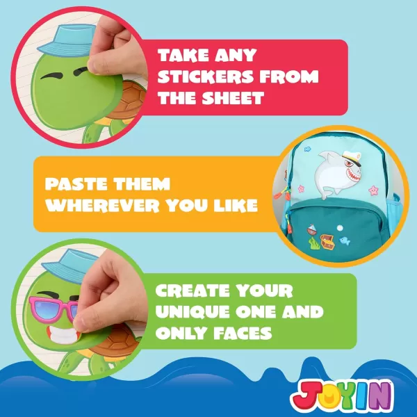 JOYIN 24PCS 9quotx6quot Make a face Stickers for Kids Make Your Own Stickers Mix and Match Stickers with Safaris Sea Farm and Dinosaur Animals Party Favors Kids Crafts Goodie Bags Stuffers for KidsSea Animals