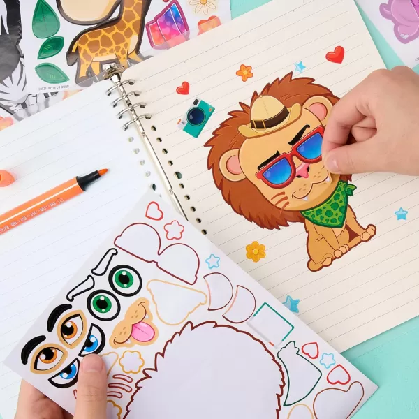 JOYIN 24PCS 9quotx6quot Make a face Stickers for Kids Make Your Own Stickers Mix and Match Stickers with Safaris Sea Farm and Dinosaur Animals Party Favors Kids Crafts Goodie Bags Stuffers for KidsSafaris Animals