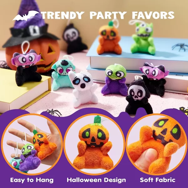 JOYIN 28 PCS Halloween Mini Plush Toy Assortment with 7 Halloween Characters Mini Halloween Plush Toy for Kids Halloween Party Favors Goodie Bag Fillers