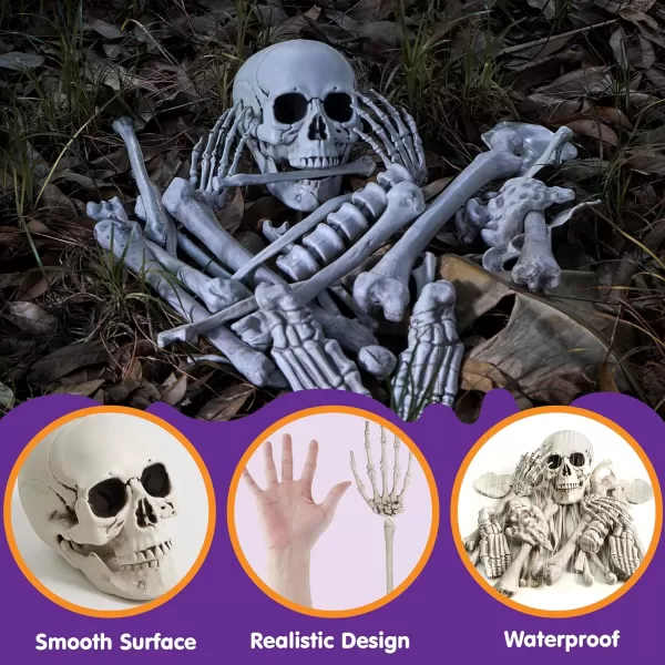 JOYIN 28 PCS Halloween Skeleton Decorations Bones and Skull Kit Indoor Outdoor Decorations Plastic Bones Scary for Spooky Graveyard Haunted House Lawn Yard Party Decor