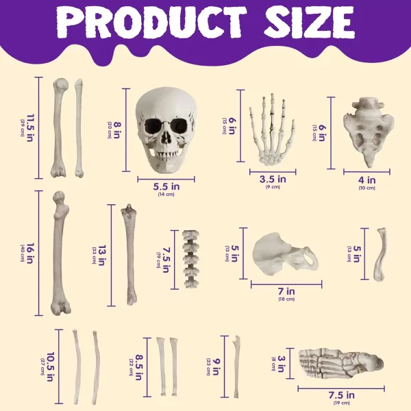 JOYIN 28 PCS Halloween Skeleton Decorations Bones and Skull Kit Indoor Outdoor Decorations Plastic Bones Scary for Spooky Graveyard Haunted House Lawn Yard Party Decor