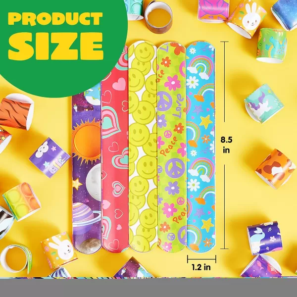 JOYIN 288 Pcs Slap Bracelets Party Favors  36 Designs with Cute and Colorful Themes  Perfect for kids Easter Party Favors Valentine Classroom Prizes Exchanging Gifts