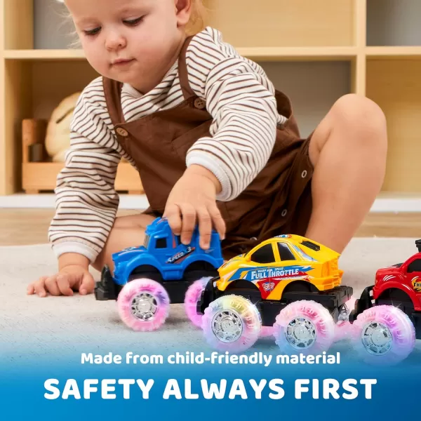 JOYIN 3 Pack Light Up Monster Truck Set Toy Truck Set for Boys and Girls Led Race Truck for Kids Present for Boy Girl 3 4 5 6