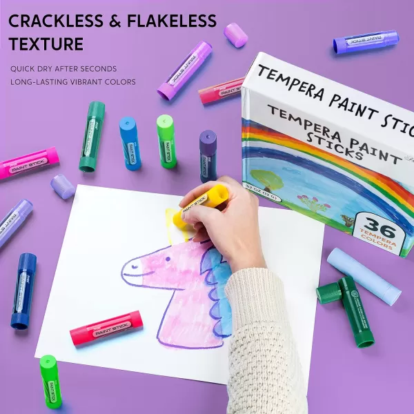 JOYIN 36 Colors Assorted Washable Tempera Paint Sticks Quick Drying and No Mess Paint Sticks for Arts and Crafts Project Art Easter Gifts for your Kids and Artists