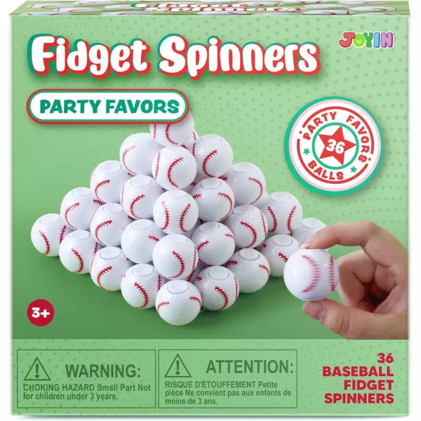 JOYIN 36 Pack Soccer Fidget Spinners for Kids Soccer Party Favors Fidget Toys Bulk Stress Balls Goodie Bags Stuffers for Birthday Party Treasure Box Toys for ClassroomBaseball