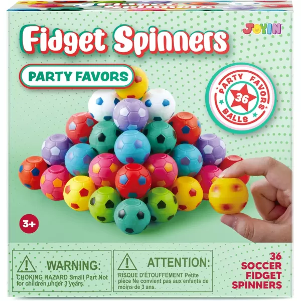 JOYIN 36 Pack Soccer Fidget Spinners for Kids Soccer Party Favors Fidget Toys Bulk Stress Balls Goodie Bags Stuffers for Birthday Party Treasure Box Toys for ClassroomSoccer
