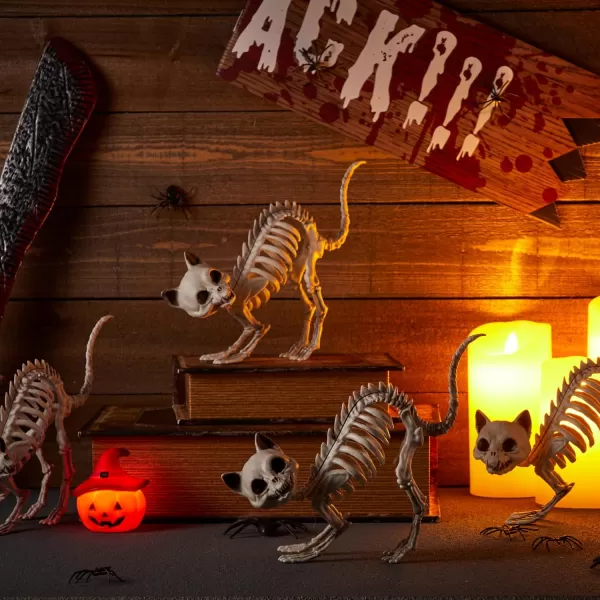 JOYIN 4 PCS Skeleton Cats Halloween Indoor Outdoor Decorations Set Animal Courtyard for Photo Props Decorations Trick or Treat Decor Spooky Scene Party Favors 7  79  3 inches