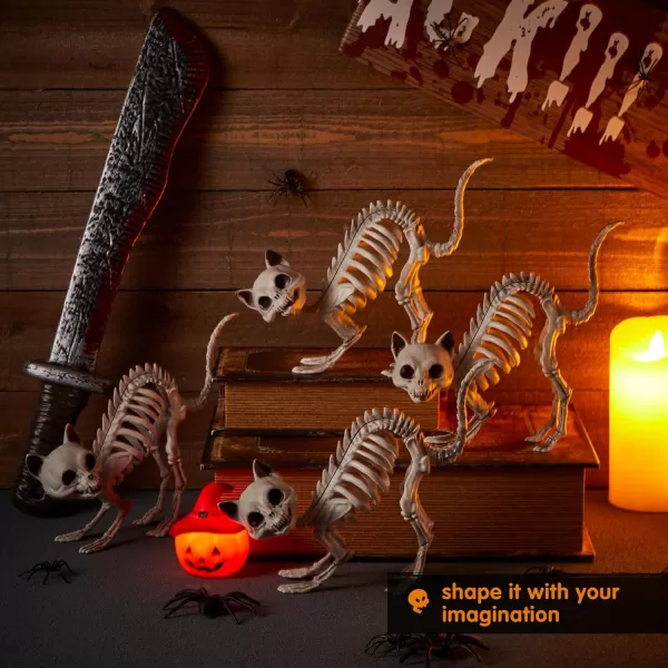 JOYIN 4 PCS Skeleton Cats Halloween Indoor Outdoor Decorations Set Animal Courtyard for Photo Props Decorations Trick or Treat Decor Spooky Scene Party Favors 7  79  3 inches