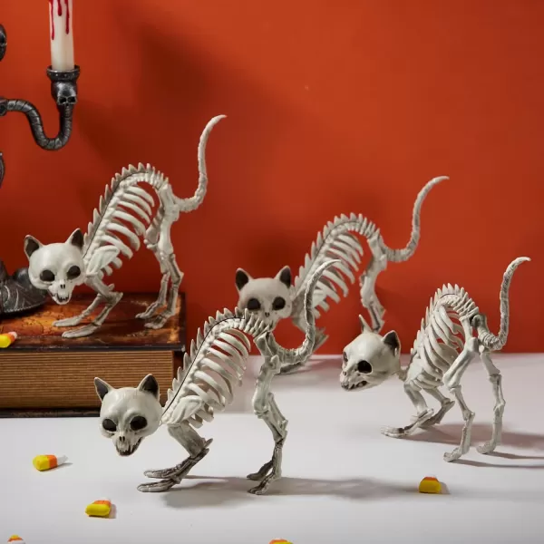 JOYIN 4 PCS Skeleton Cats Halloween Indoor Outdoor Decorations Set Animal Courtyard for Photo Props Decorations Trick or Treat Decor Spooky Scene Party Favors 7  79  3 inches