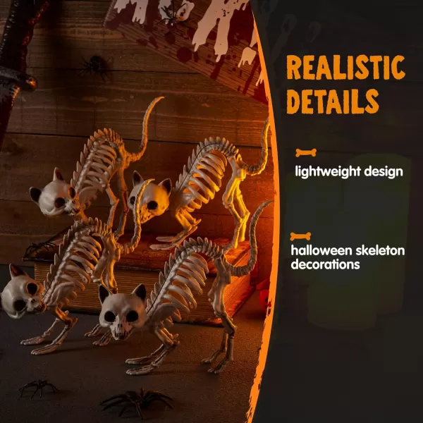 JOYIN 4 PCS Skeleton Cats Halloween Indoor Outdoor Decorations Set Animal Courtyard for Photo Props Decorations Trick or Treat Decor Spooky Scene Party Favors 7  79  3 inches