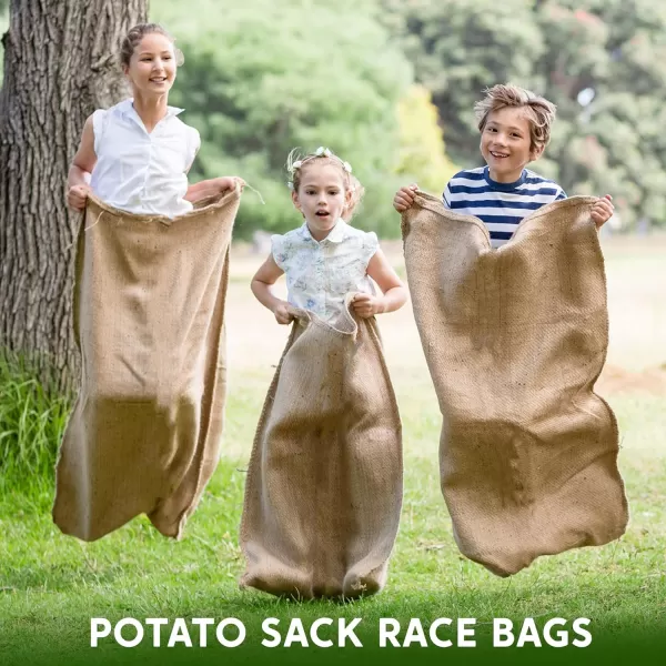 JOYIN 4 Players Outdoor Lawn Games Potato Sack Race Bags Egg and Spoon Race Games Legged Relay Race Bands Elastic Tie Rope for All Ages Kids and Family Outside Easter Eggs Hunt Game Party Favor