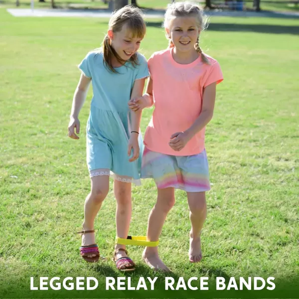 JOYIN 4 Players Outdoor Lawn Games Potato Sack Race Bags Egg and Spoon Race Games Legged Relay Race Bands Elastic Tie Rope for All Ages Kids and Family Outside Easter Eggs Hunt Game Party Favor