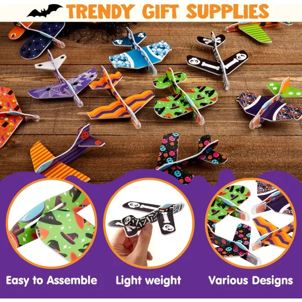 JOYIN 48 PCS Halloween Foam Glider Planes for Kids Flying Paper Airplane Gliders Toys Bulk for Halloween Party Gifts Presents12 Different Airplane DesignsTrick or Treats Party Favor and Supplies