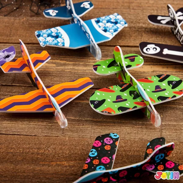 JOYIN 48 PCS Halloween Foam Glider Planes for Kids Flying Paper Airplane Gliders Toys Bulk for Halloween Party Gifts Presents12 Different Airplane DesignsTrick or Treats Party Favor and Supplies
