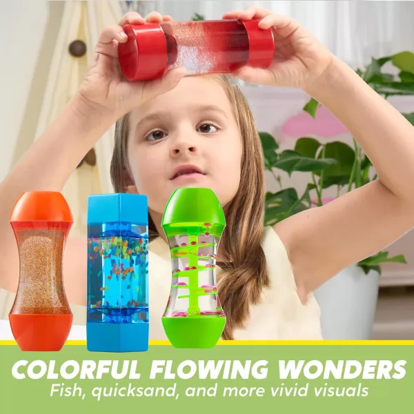 JOYIN 4Pack Fidget Tubes for Kids Sensory Tubes Stress Relief Toy Speech Therapy Materials Calming Toys for Children with Autism Calm Down Corner Supplies