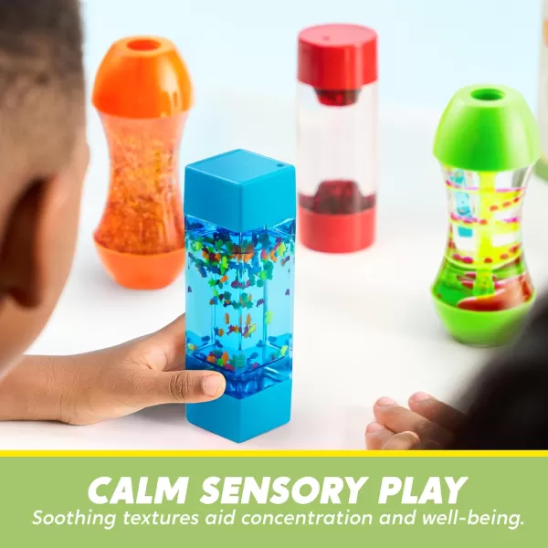 JOYIN 4Pack Fidget Tubes for Kids Sensory Tubes Stress Relief Toy Speech Therapy Materials Calming Toys for Children with Autism Calm Down Corner Supplies