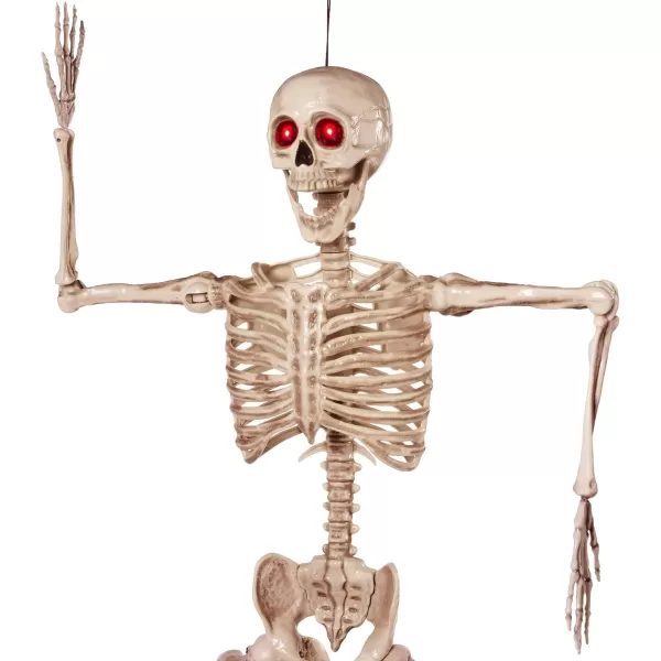 JOYIN 56 FT Halloween LED PosableSkeleton Full Body Realistic Bones with Red Light Eyes and Movable Joints for Halloween Indoor and Outdoor Decoration