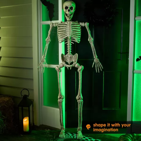 JOYIN 56 FT Halloween Posable Life Size Skeleton Full Body Realistic Bones with Movable Joints for Halloween Indoor and Outdoor Decoration WhiteWhite