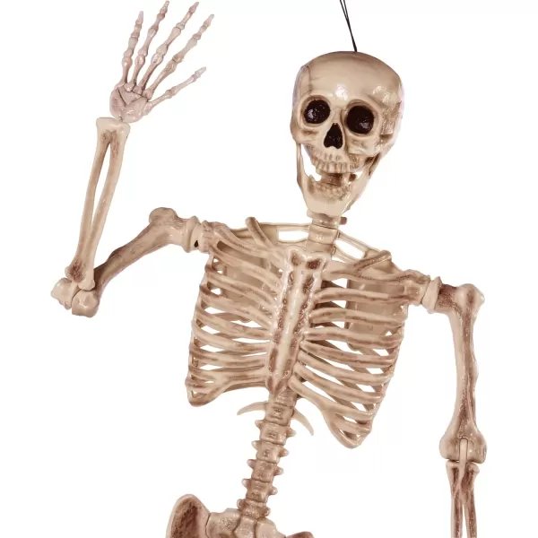 JOYIN 56 FT Halloween Posable Life Size Skeleton Full Body Realistic Bones with Movable Joints for Halloween Indoor and Outdoor Decoration WhiteYellow