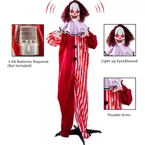 JOYIN 68quot Halloween Animatronics Clearance Scary Halloween Werewolf Decorations with LED Eyes and Creepy Sound Life Size Animated Halloween Decoration Outdoor for Haunted House Decor Lawn Yard PatioClown