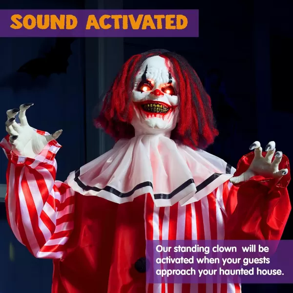 JOYIN 68quot Halloween Animatronics Clearance Scary Halloween Werewolf Decorations with LED Eyes and Creepy Sound Life Size Animated Halloween Decoration Outdoor for Haunted House Decor Lawn Yard PatioClown