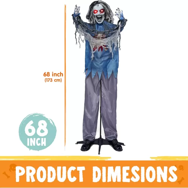 JOYIN 68quot Halloween Animatronics Clearance Scary Halloween Werewolf Decorations with LED Eyes and Creepy Sound Life Size Animated Halloween Decoration Outdoor for Haunted House Decor Lawn Yard PatioZombie