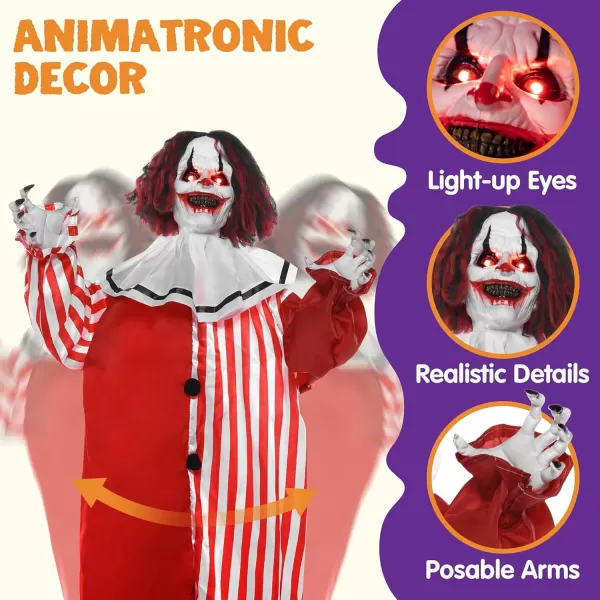 JOYIN 68quot Halloween Animatronics Clearance Scary Halloween Werewolf Decorations with LED Eyes and Creepy Sound Life Size Animated Halloween Decoration Outdoor for Haunted House Decor Lawn Yard PatioClown