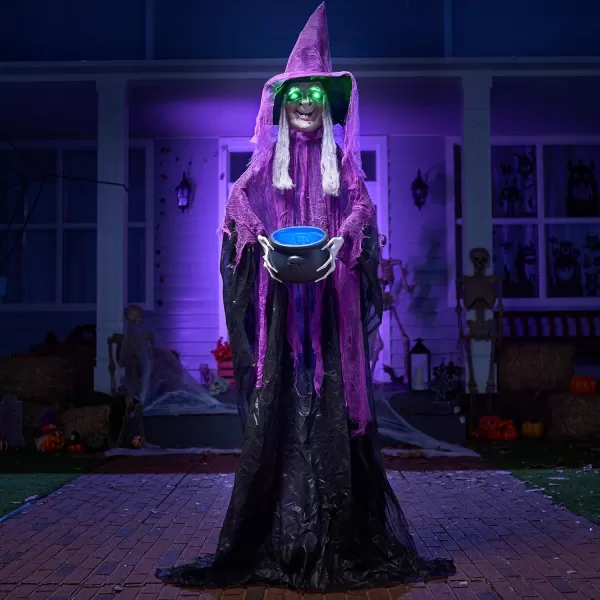JOYIN 68quot Halloween Animatronics Clearance Scary Halloween Werewolf Decorations with LED Eyes and Creepy Sound Life Size Animated Halloween Decoration Outdoor for Haunted House Decor Lawn Yard PatioPurple Witch