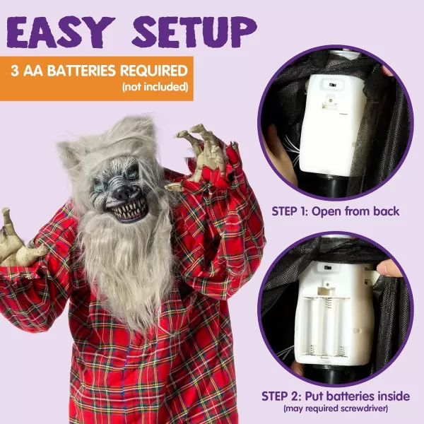 JOYIN 68quot Halloween Animatronics Clearance Scary Halloween Werewolf Decorations with LED Eyes and Creepy Sound Life Size Animated Halloween Decoration Outdoor for Haunted House Decor Lawn Yard PatioWerewolf