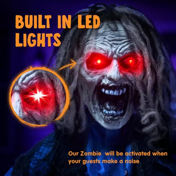 JOYIN 68quot Halloween Animatronics Clearance Scary Halloween Werewolf Decorations with LED Eyes and Creepy Sound Life Size Animated Halloween Decoration Outdoor for Haunted House Decor Lawn Yard PatioZombie