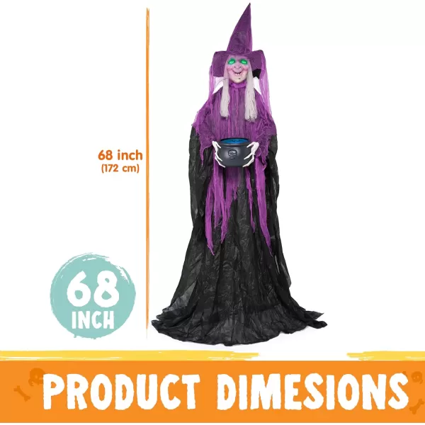 JOYIN 68quot Halloween Animatronics Clearance Scary Halloween Werewolf Decorations with LED Eyes and Creepy Sound Life Size Animated Halloween Decoration Outdoor for Haunted House Decor Lawn Yard PatioPurple Witch