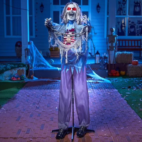 JOYIN 68quot Halloween Animatronics Clearance Scary Halloween Werewolf Decorations with LED Eyes and Creepy Sound Life Size Animated Halloween Decoration Outdoor for Haunted House Decor Lawn Yard PatioZombie