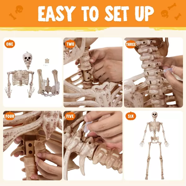 JOYIN 69 FT Blinking Eyes Skeleton Halloween Voice Sensing Pose and Stay Plastic Full Body Human Bones Indoor Outdoor Decorations TrickorTreatersNo Screwdriver