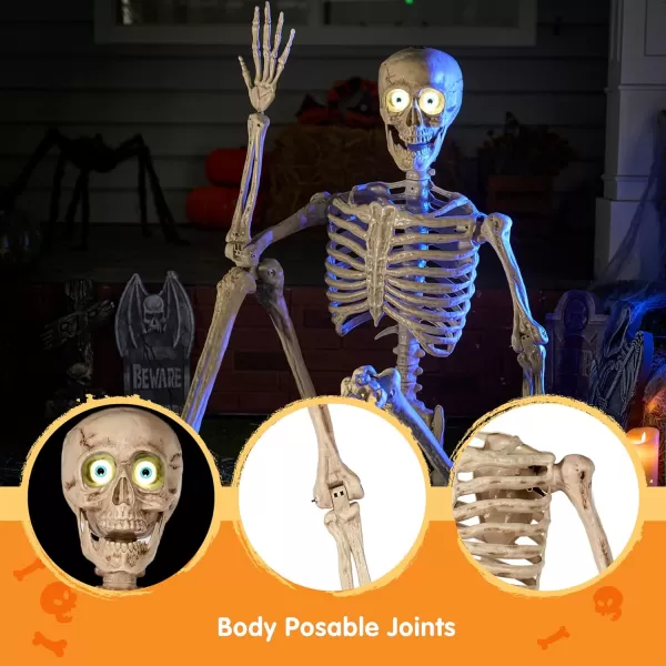 JOYIN 69 FT Blinking Eyes Skeleton Halloween Voice Sensing Pose and Stay Plastic Full Body Human Bones Indoor Outdoor Decorations TrickorTreatersNo Screwdriver