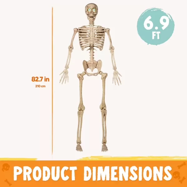 JOYIN 69 FT Blinking Eyes Skeleton Halloween Voice Sensing Pose and Stay Plastic Full Body Human Bones Indoor Outdoor Decorations TrickorTreatersNo Screwdriver