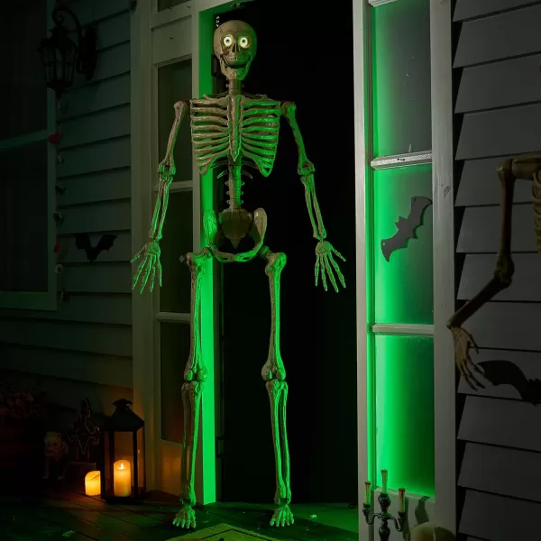JOYIN 69 FT Blinking Eyes Skeleton Halloween Voice Sensing Pose and Stay Plastic Full Body Human Bones Indoor Outdoor Decorations TrickorTreatersNo Screwdriver