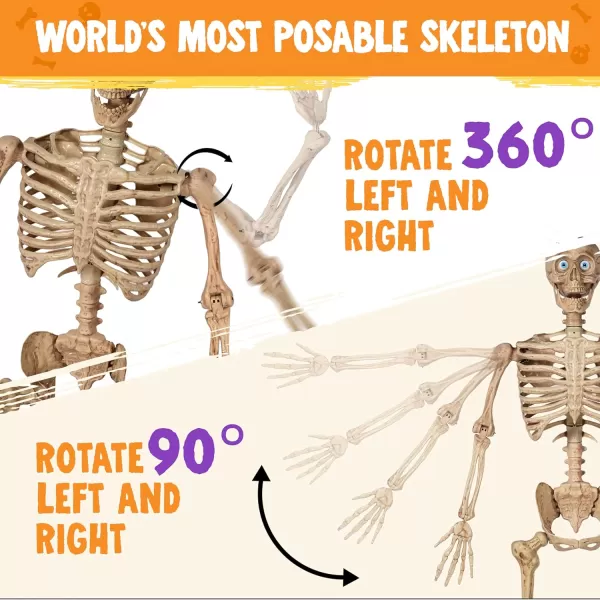 JOYIN 69 FT Blinking Eyes Skeleton Halloween Voice Sensing Pose and Stay Plastic Full Body Human Bones Indoor Outdoor Decorations TrickorTreatersNo Screwdriver