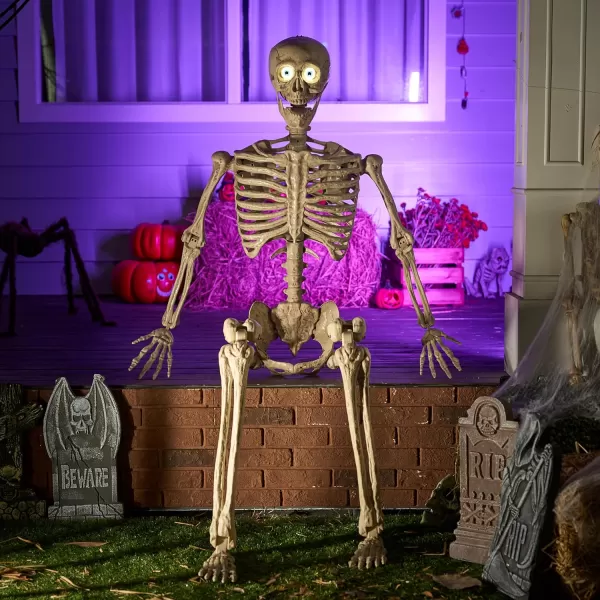 JOYIN 69 FT Blinking Eyes Skeleton Halloween Voice Sensing Pose and Stay Plastic Full Body Human Bones Indoor Outdoor Decorations TrickorTreatersNo Screwdriver